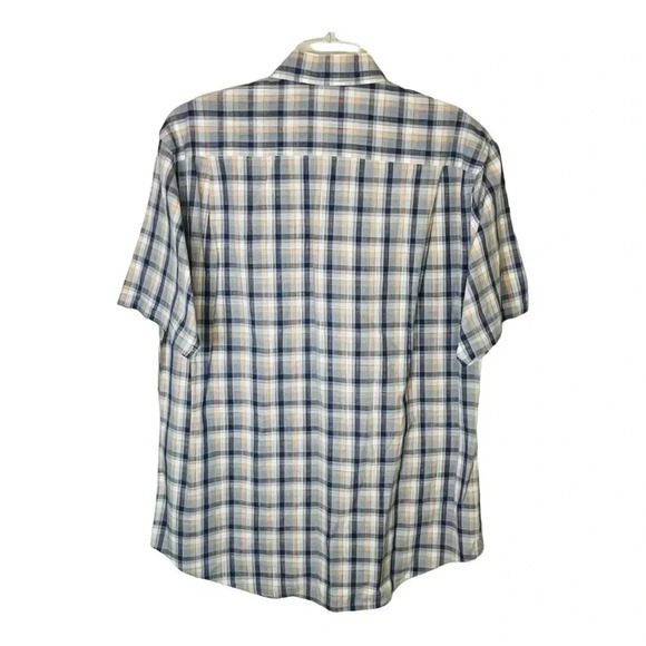 Johnston & Murphy Tailored Fit Plaid Short Sleeve Button Down Men Size Large - Picture 4 of 9
